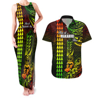 Personalized Hawaii Hauoli Makahiki Hou Couples Matching Tank Maxi Dress and Hawaiian Shirt Lono Hawaiian God Kakau Polynesian Tribal Reggae LT05 Reggae - Polynesian Pride