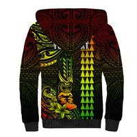 Personalized Hawaii Hauoli Makahiki Hou Sherpa Hoodie Lono Hawaiian God Kakau Polynesian Tribal Reggae LT05 - Polynesian Pride