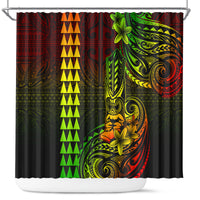Hawaii Hauoli Makahiki Hou Shower Curtain Lono Hawaiian God Kakau Polynesian Tribal Reggae LT05 Reggae - Polynesian Pride