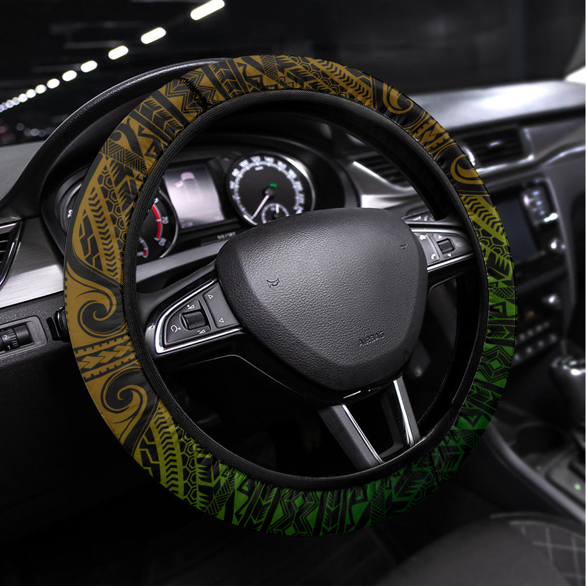 Hawaii Hauoli Makahiki Hou Steering Wheel Cover Lono Hawaiian God Kakau Polynesian Tribal Reggae LT05 Universal Fit Reggae - Polynesian Pride