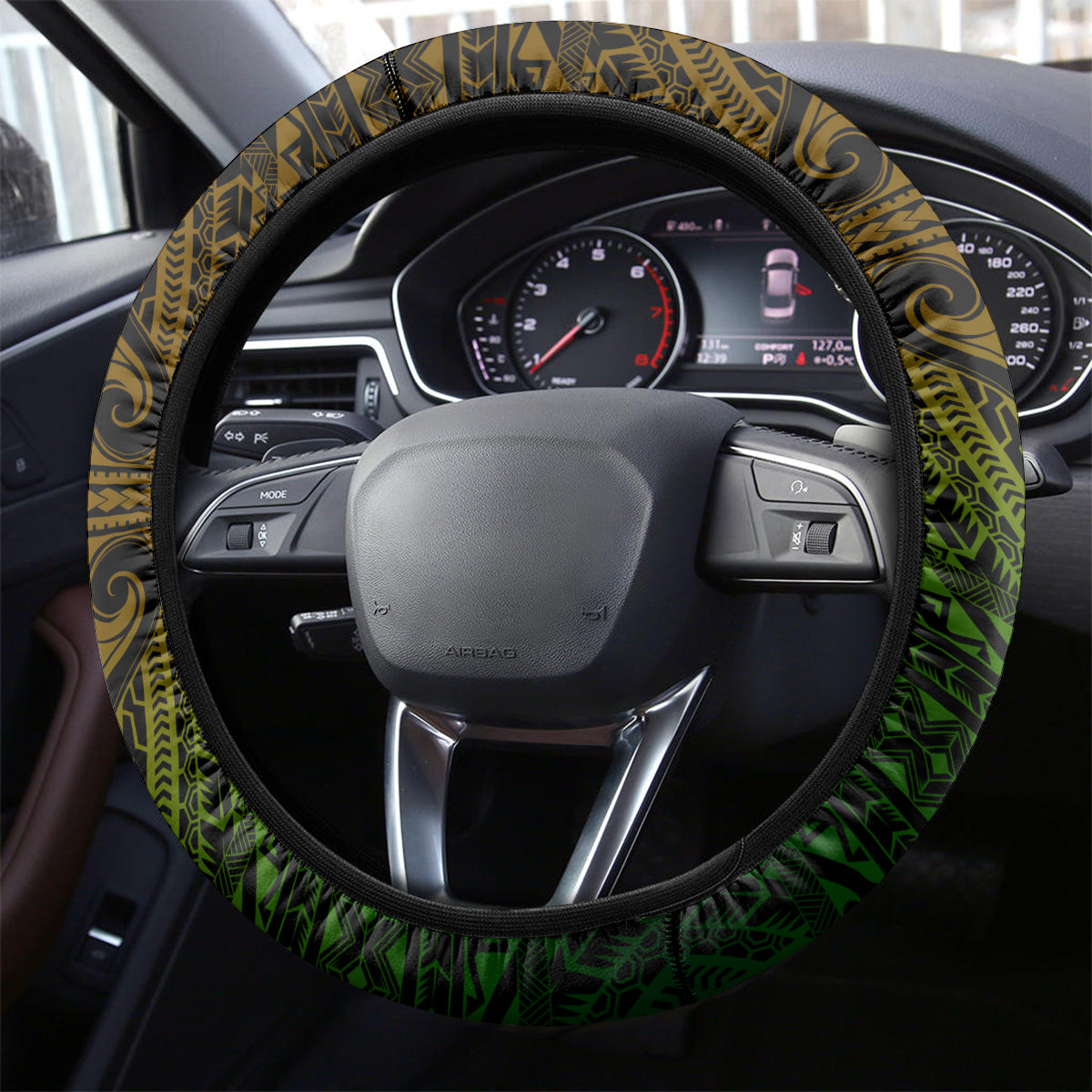 Hawaii Hauoli Makahiki Hou Steering Wheel Cover Lono Hawaiian God Kakau Polynesian Tribal Reggae LT05 - Polynesian Pride