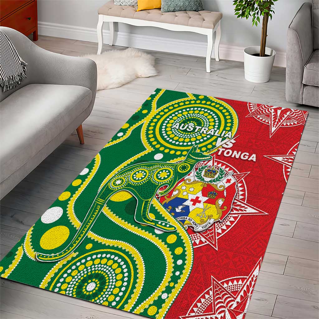 Tonga Australia Rugby Area Rug Kangaroos And Tonga Mate Maa Together LT05 - Polynesian Pride