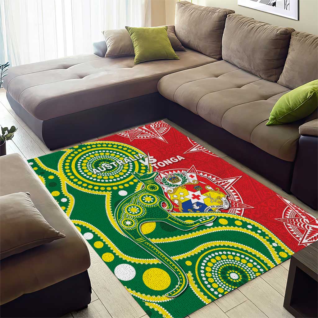 Tonga Australia Rugby Area Rug Kangaroos And Tonga Mate Maa Together LT05 - Polynesian Pride