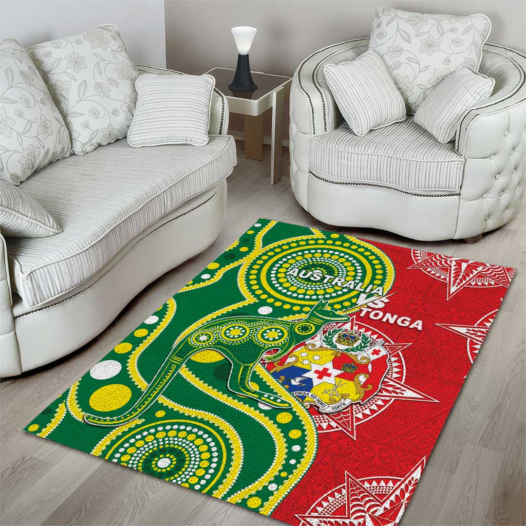 Tonga Australia Rugby Area Rug Kangaroos And Tonga Mate Maa Together LT05 - Polynesian Pride