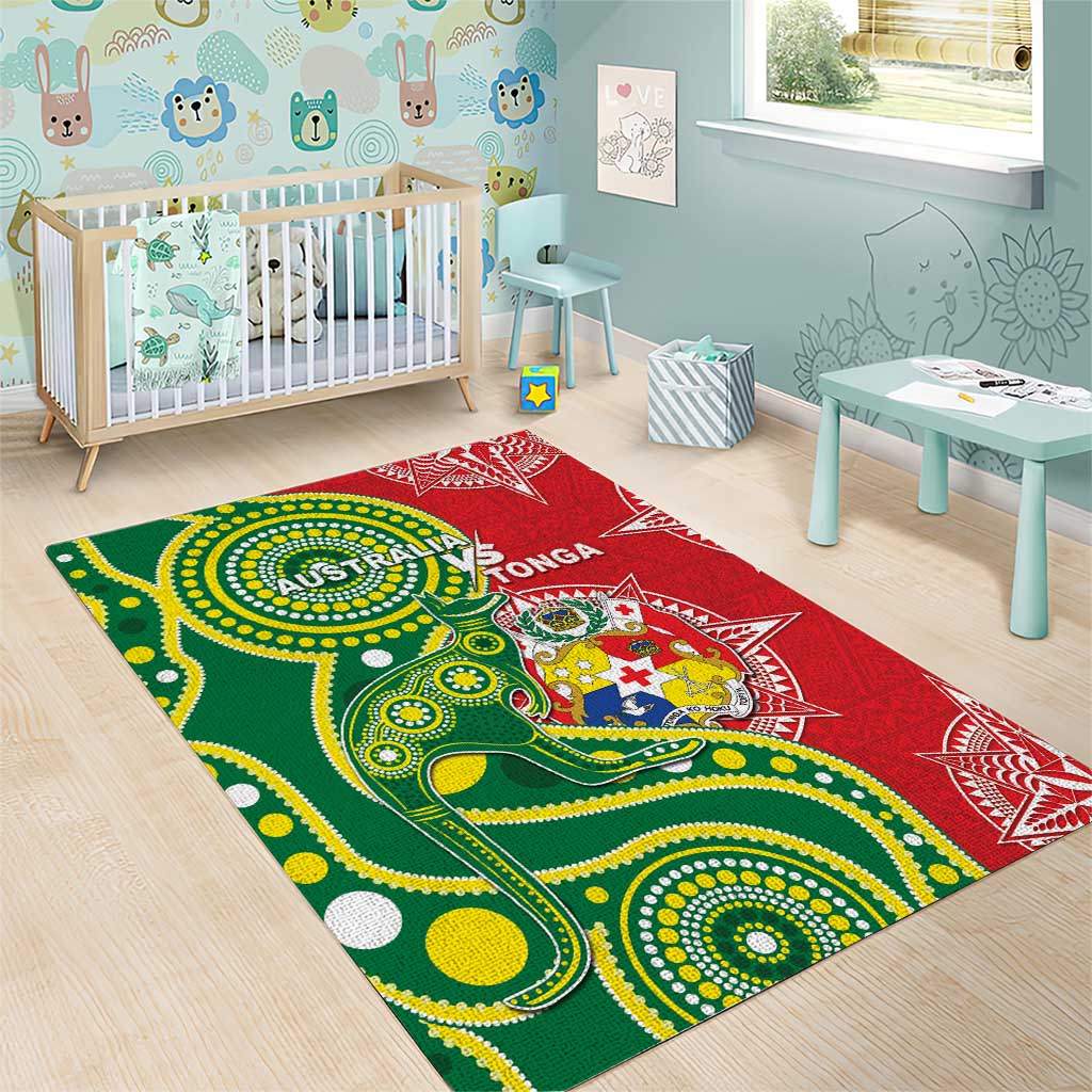 Tonga Australia Rugby Area Rug Kangaroos And Tonga Mate Maa Together LT05 - Polynesian Pride