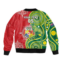 Custom Tonga Australia Rugby Bomber Jacket Kangaroos And Tonga Mate Maa Together