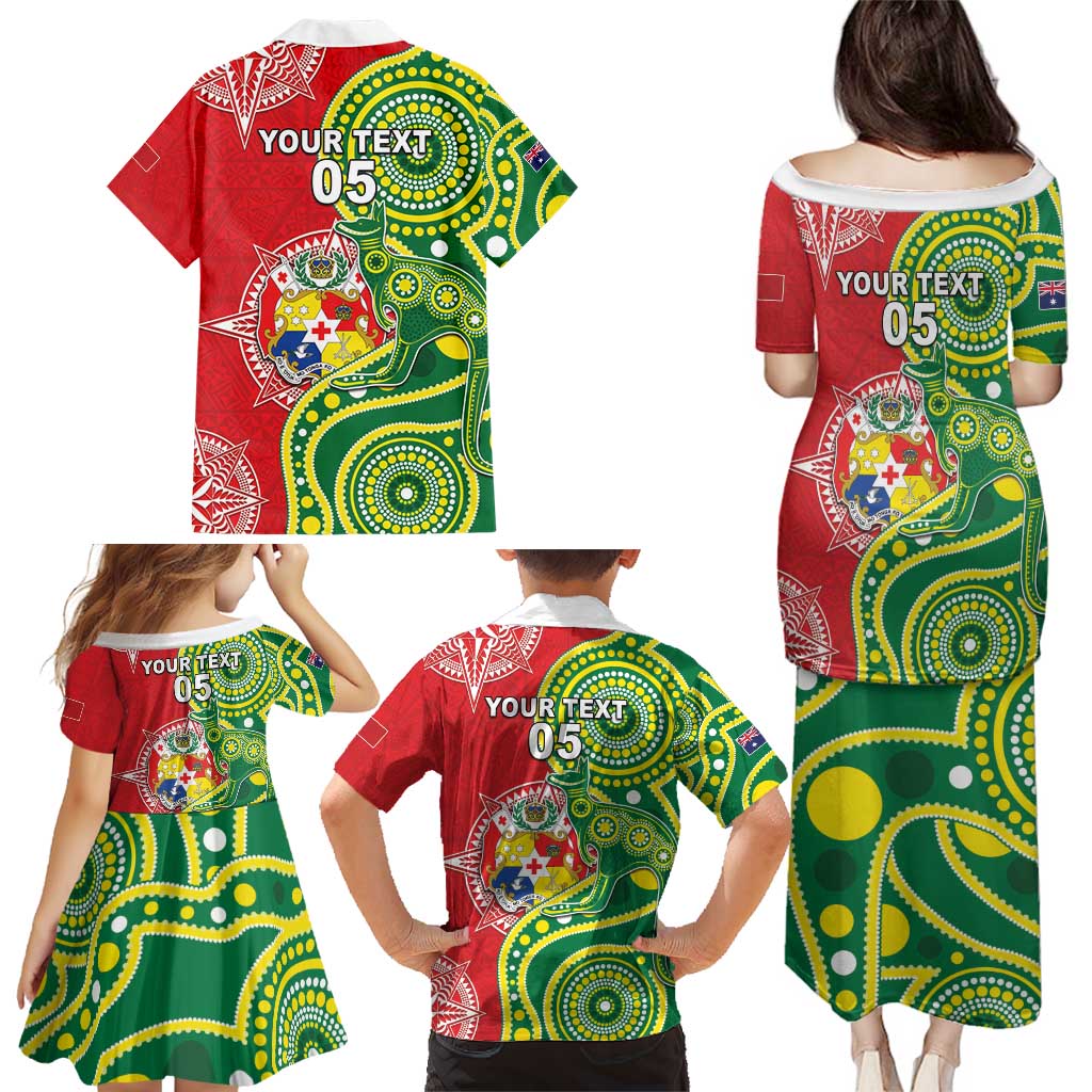 Custom Tonga Australia Rugby Family Matching Puletasi and Hawaiian Shirt Kangaroos And Tonga Mate Maa Together LT05 - Polynesian Pride