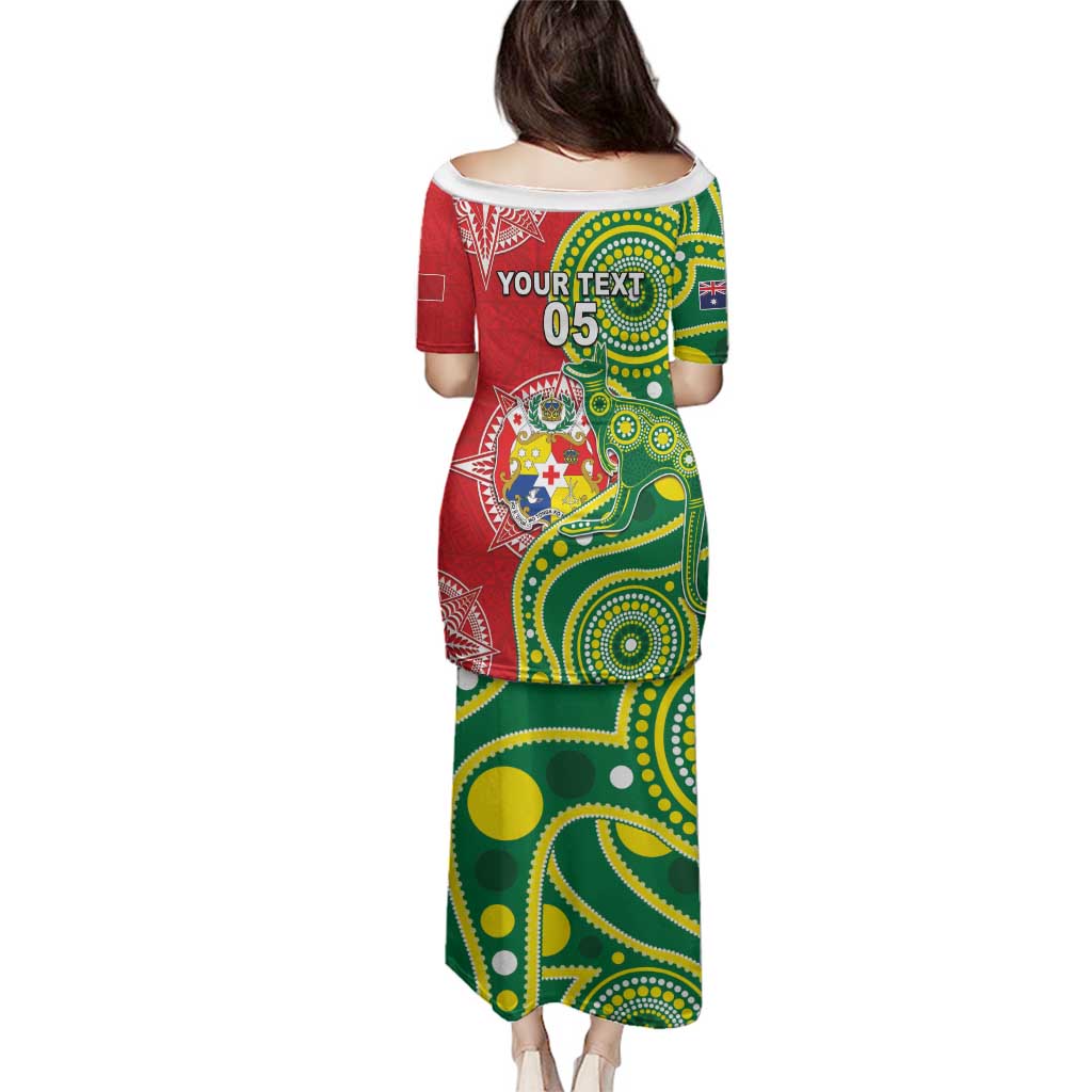 Custom Tonga Australia Rugby Family Matching Puletasi and Hawaiian Shirt Kangaroos And Tonga Mate Maa Together LT05 - Polynesian Pride