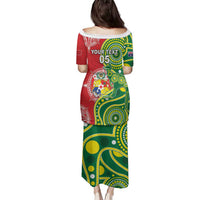 Custom Tonga Australia Rugby Family Matching Puletasi and Hawaiian Shirt Kangaroos And Tonga Mate Maa Together LT05 - Polynesian Pride