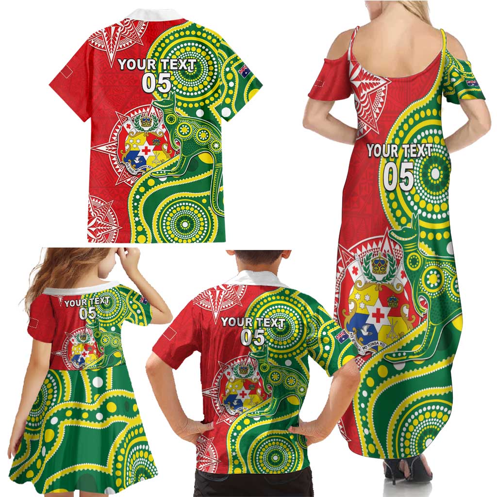 Custom Tonga Australia Rugby Family Matching Summer Maxi Dress and Hawaiian Shirt Kangaroos And Tonga Mate Maa Together LT05 - Polynesian Pride