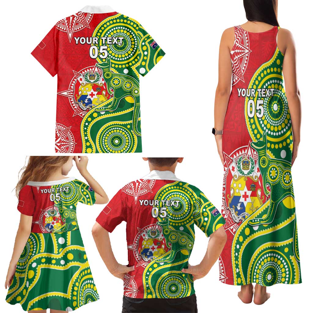 Custom Tonga Australia Rugby Family Matching Tank Maxi Dress and Hawaiian Shirt Kangaroos And Tonga Mate Maa Together LT05 - Polynesian Pride