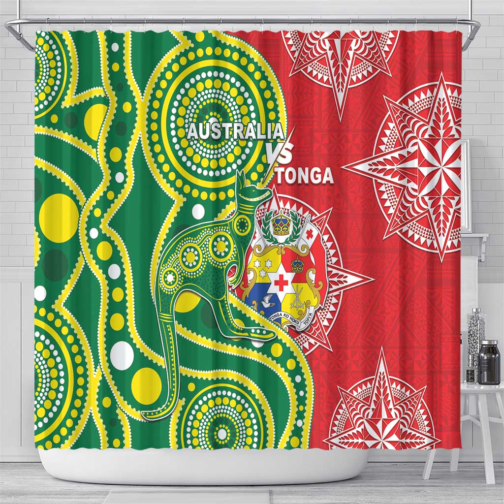 Tonga Australia Rugby Shower Curtain Kangaroos And Tonga Mate Maa Together