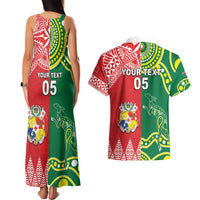 Custom Tonga XIII And Australia Kangaroos Couples Matching Tank Maxi Dress and Hawaiian Shirt Mate Maa Tongan Ngatu With Aboriginal LT05 - Polynesian Pride