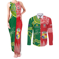 Custom Tonga XIII And Australia Kangaroos Couples Matching Tank Maxi Dress and Long Sleeve Button Shirt Mate Maa Tongan Ngatu With Aboriginal LT05 Red - Polynesian Pride