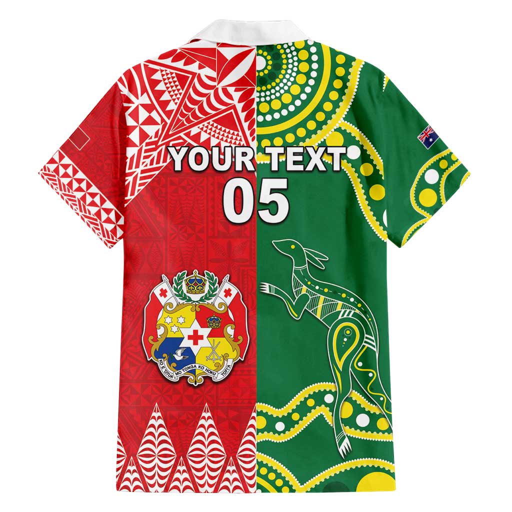 Custom Tonga XIII And Australia Kangaroos Family Matching Off Shoulder Maxi Dress and Hawaiian Shirt Mate Maa Tongan Ngatu With Aboriginal LT05 - Polynesian Pride