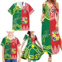 Custom Tonga XIII And Australia Kangaroos Family Matching Summer Maxi Dress and Hawaiian Shirt Mate Maa Tongan Ngatu With Aboriginal LT05 - Polynesian Pride