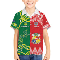 Custom Tonga XIII And Australia Kangaroos Hawaiian Shirt Mate Maa Tongan Ngatu With Aboriginal