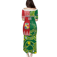 Custom Tonga XIII And Australia Kangaroos Puletasi Mate Maa Tongan Ngatu With Aboriginal LT05 - Polynesian Pride