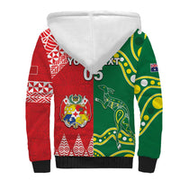 Custom Tonga XIII And Australia Kangaroos Sherpa Hoodie Mate Maa Tongan Ngatu With Aboriginal LT05 - Polynesian Pride