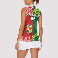 Custom Tonga XIII And Australia Kangaroos Women Sleeveless Polo Shirt Mate Maa Tongan Ngatu With Aboriginal LT05 - Polynesian Pride