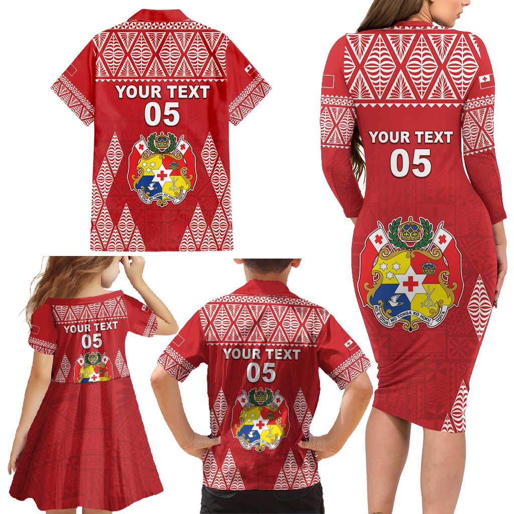 Custom Tonga Rugby Family Matching Long Sleeve Bodycon Dress and Hawaiian Shirt Tonga Mate Ma'a Take The Lead LT05 - Polynesian Pride