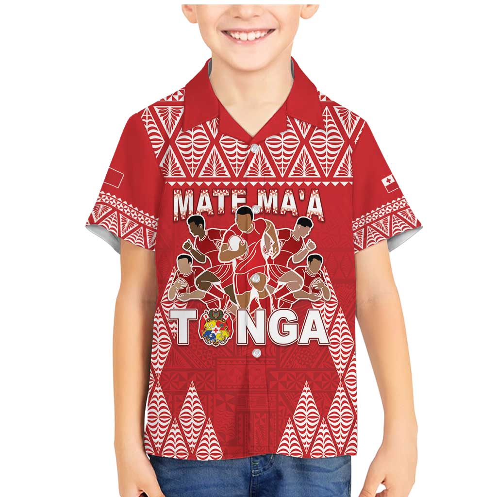 Custom Tonga Rugby Family Matching Mermaid Dress and Hawaiian Shirt Tonga Mate Ma'a Take The Lead LT05 Son's Shirt Red - Polynesian Pride
