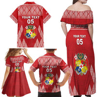 Custom Tonga Rugby Family Matching Off Shoulder Maxi Dress and Hawaiian Shirt Tonga Mate Ma'a Take The Lead LT05 - Polynesian Pride
