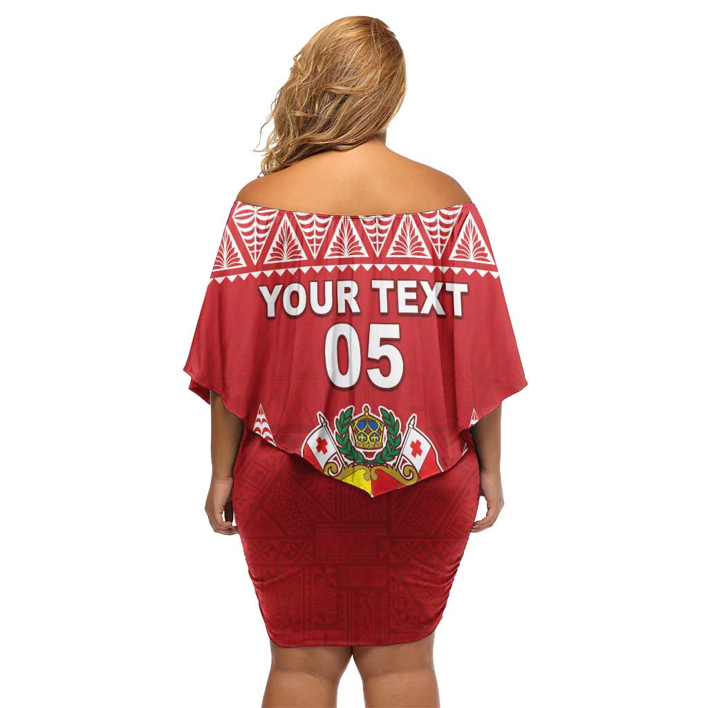 Custom Tonga Rugby Family Matching Off Shoulder Short Dress and Hawaiian Shirt Tonga Mate Ma'a Take The Lead LT05 - Polynesian Pride