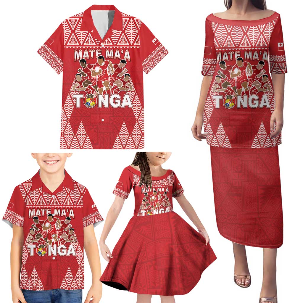 Custom Tonga Rugby Family Matching Puletasi and Hawaiian Shirt Tonga Mate Ma'a Take The Lead LT05 - Polynesian Pride