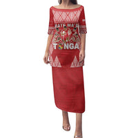 Custom Tonga Rugby Family Matching Puletasi and Hawaiian Shirt Tonga Mate Ma'a Take The Lead LT05 Mom's Dress Red - Polynesian Pride