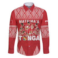 Custom Tonga Rugby Family Matching Short Sleeve Bodycon Dress and Hawaiian Shirt Tonga Mate Ma'a Take The Lead LT05 Dad's Shirt - Long Sleeve Red - Polynesian Pride