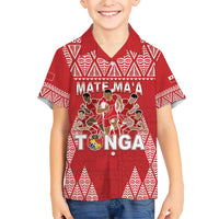 Custom Tonga Rugby Family Matching Short Sleeve Bodycon Dress and Hawaiian Shirt Tonga Mate Ma'a Take The Lead LT05 Son's Shirt Red - Polynesian Pride