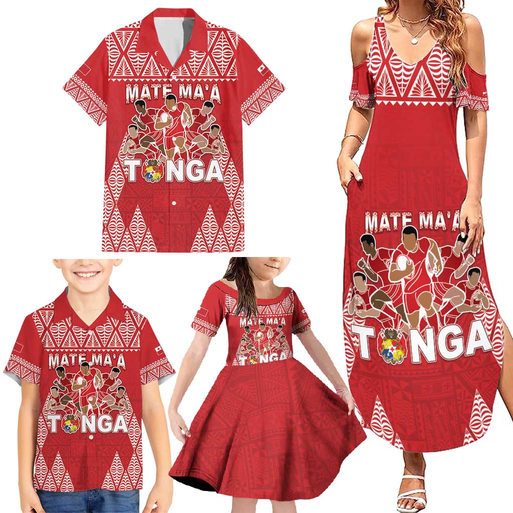 Custom Tonga Rugby Family Matching Summer Maxi Dress and Hawaiian Shirt Tonga Mate Ma'a Take The Lead LT05 - Polynesian Pride