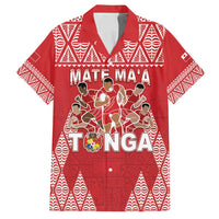 Custom Tonga Rugby Family Matching Tank Maxi Dress and Hawaiian Shirt Tonga Mate Ma'a Take The Lead LT05 Dad's Shirt - Short Sleeve Red - Polynesian Pride