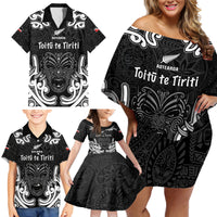 Personalised Aotearoa Family Matching Off Shoulder Short Dress and Hawaiian Shirt Toitu Te Tiriti O Waitangi LT05 - Polynesian Pride