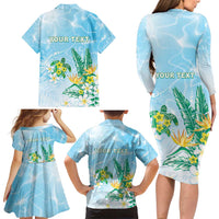 Personalised 2025 Aloha Hawaii Family Matching Long Sleeve Bodycon Dress and Hawaiian Shirt Tropical Flowers And Honu LT05 - Polynesian Pride