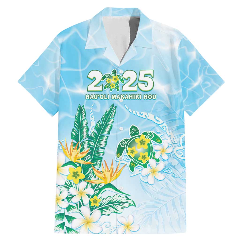 Personalised 2025 Aloha Hawaii Family Matching Mermaid Dress and Hawaiian Shirt Tropical Flowers And Honu LT05 Dad's Shirt - Short Sleeve Blue - Polynesian Pride