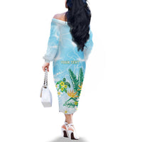 Personalised 2025 Aloha Hawaii Family Matching Off The Shoulder Long Sleeve Dress and Hawaiian Shirt Tropical Flowers And Honu LT05 - Polynesian Pride