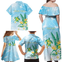 Personalised 2025 Aloha Hawaii Family Matching Off Shoulder Maxi Dress and Hawaiian Shirt Tropical Flowers And Honu LT05 - Polynesian Pride