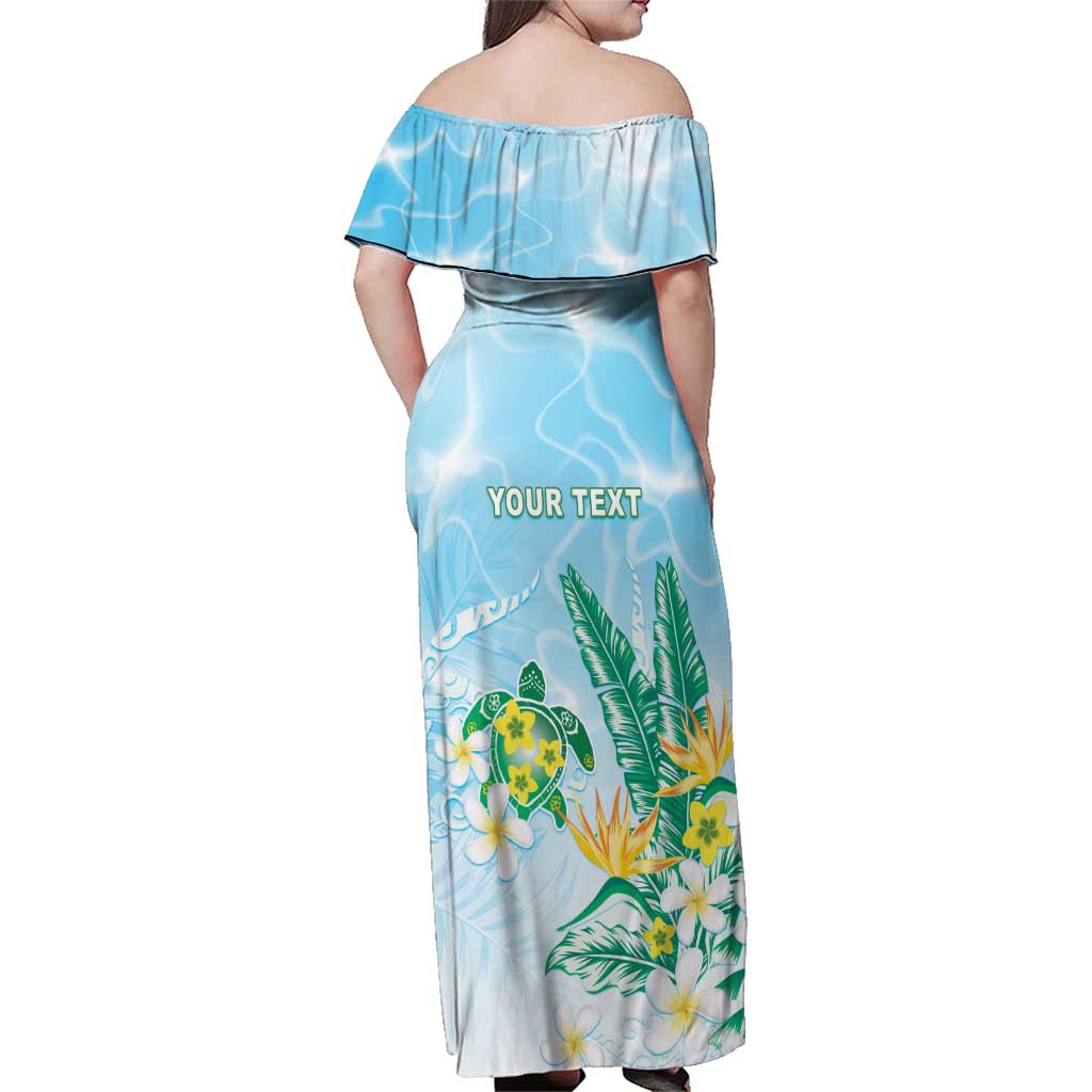 Personalised 2025 Aloha Hawaii Family Matching Off Shoulder Maxi Dress and Hawaiian Shirt Tropical Flowers And Honu LT05 - Polynesian Pride