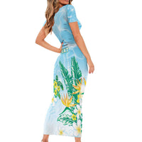 Personalised 2025 Aloha Hawaii Family Matching Short Sleeve Bodycon Dress and Hawaiian Shirt Tropical Flowers And Honu LT05 - Polynesian Pride
