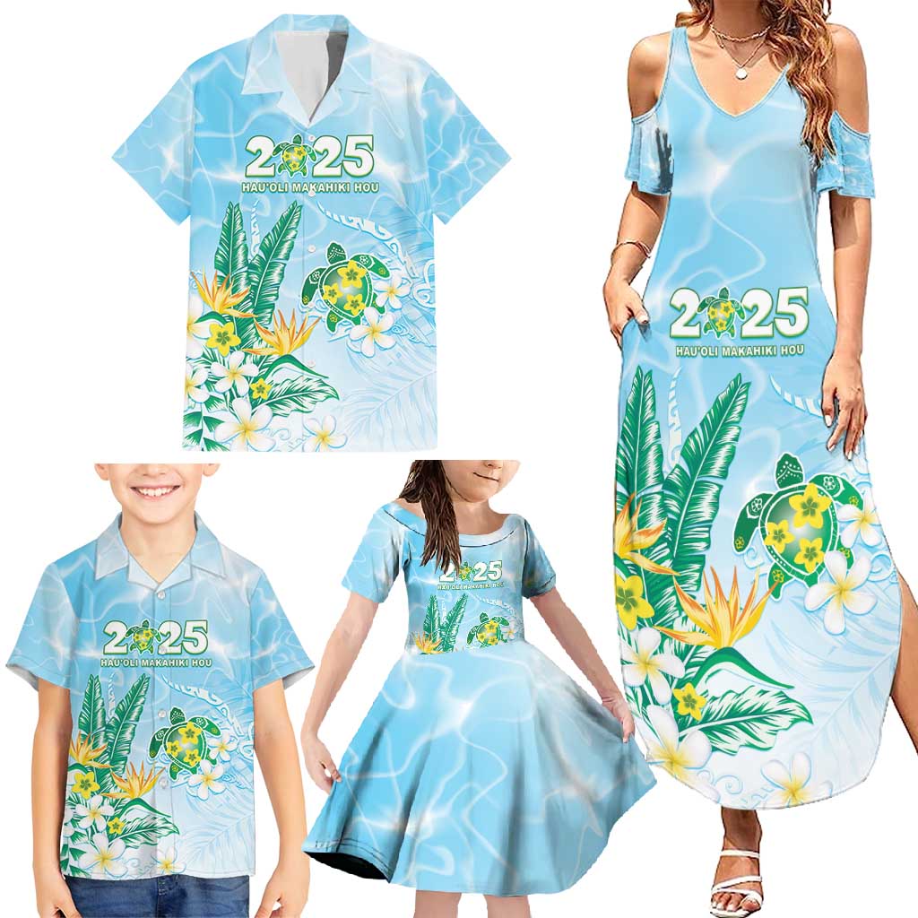 Personalised 2025 Aloha Hawaii Family Matching Summer Maxi Dress and Hawaiian Shirt Tropical Flowers And Honu LT05 - Polynesian Pride