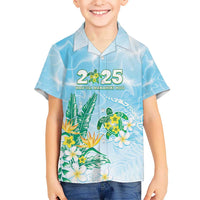 Personalised 2025 Aloha Hawaii Kid Hawaiian Shirt Tropical Flowers And Honu LT05 Kid Blue - Polynesian Pride