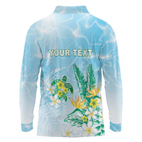 Personalised 2025 Aloha Hawaii Long Sleeve Polo Shirt Tropical Flowers And Honu LT05 - Polynesian Pride