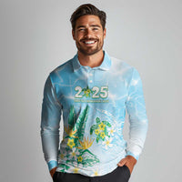 Personalised 2025 Aloha Hawaii Long Sleeve Polo Shirt Tropical Flowers And Honu LT05 - Polynesian Pride
