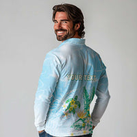 Personalised 2025 Aloha Hawaii Long Sleeve Polo Shirt Tropical Flowers And Honu LT05 - Polynesian Pride