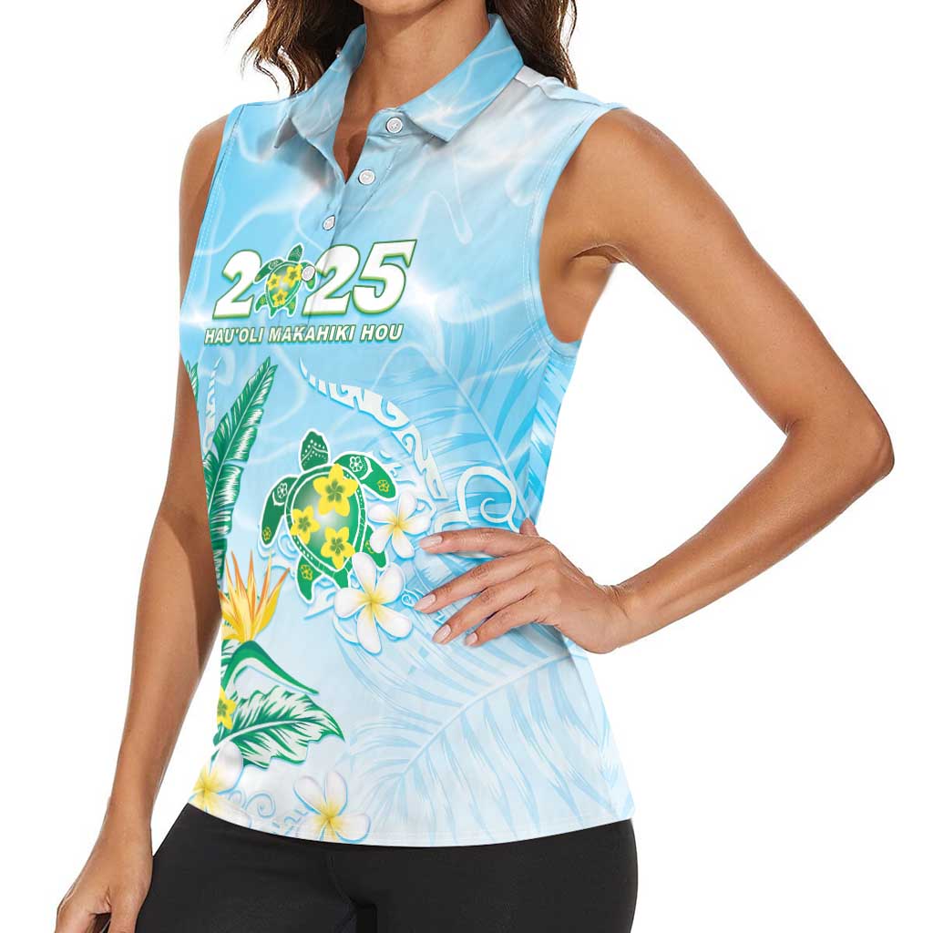 Personalised 2025 Aloha Hawaii Women Sleeveless Polo Shirt Tropical Flowers And Honu LT05 - Polynesian Pride
