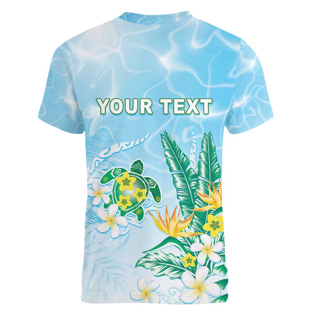 Personalised 2025 Aloha Hawaii Women V-Neck T-Shirt Tropical Flowers And Honu LT05 - Polynesian Pride