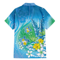 Hawaii Honu Family Matching Mermaid Dress and Hawaiian Shirt Tropical Flowers Blue Gradient LT05 - Polynesian Pride