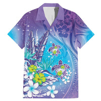 Hawaii Honu Family Matching Mermaid Dress and Hawaiian Shirt Tropical Flowers Purple Gradient LT05 Dad's Shirt - Short Sleeve Purple - Polynesian Pride